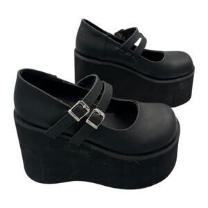 Demonia Kera Black Platform Mary Jane Buckle Shoes Size 6
